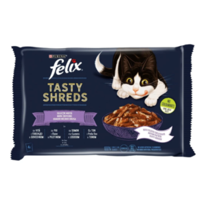 Felix tasty shreds in gravy govedina, piletina, losos i tuna 4x80g